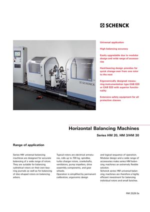 Балансировочные машины SCHENCK серии HM 20, HM 3, HM 30