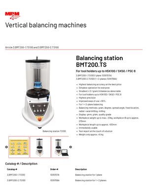 Балансирововчные машины MPM серии BMT200.TS100