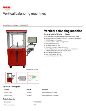 Балансирововчные машины MPM серии VMS.TS100